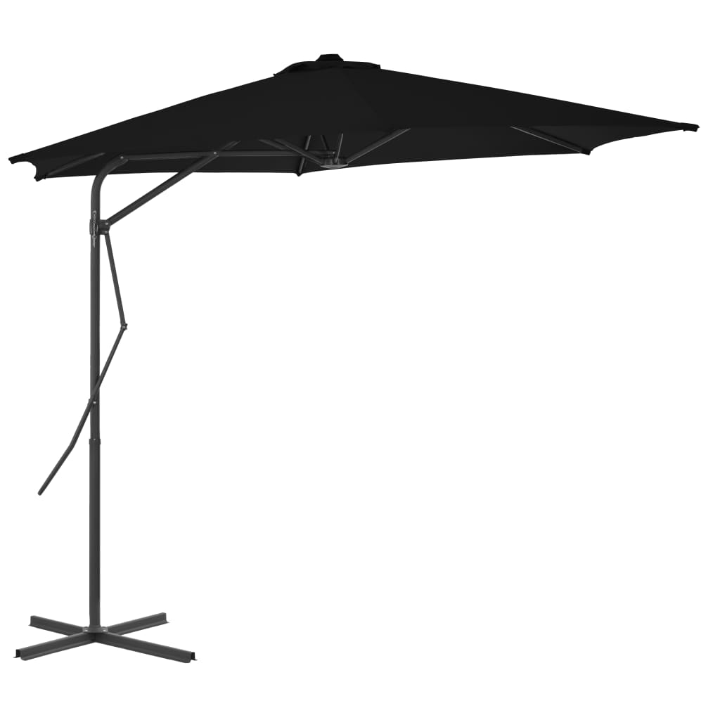 vidaXL Outdoor Parasol with Steel Pole Black 300x230 cm