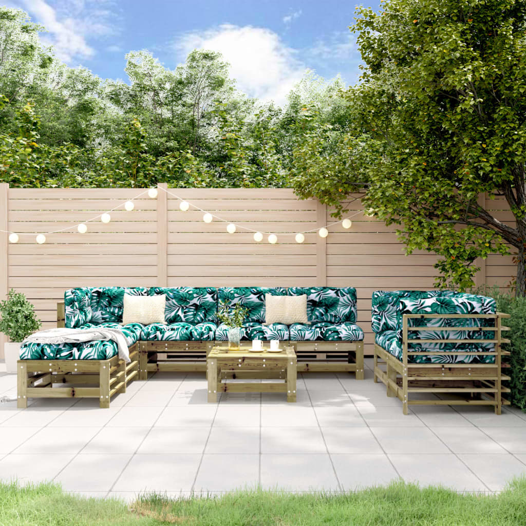 vidaXL 9 Piece Garden Lounge Set Impregnated Wood Pine