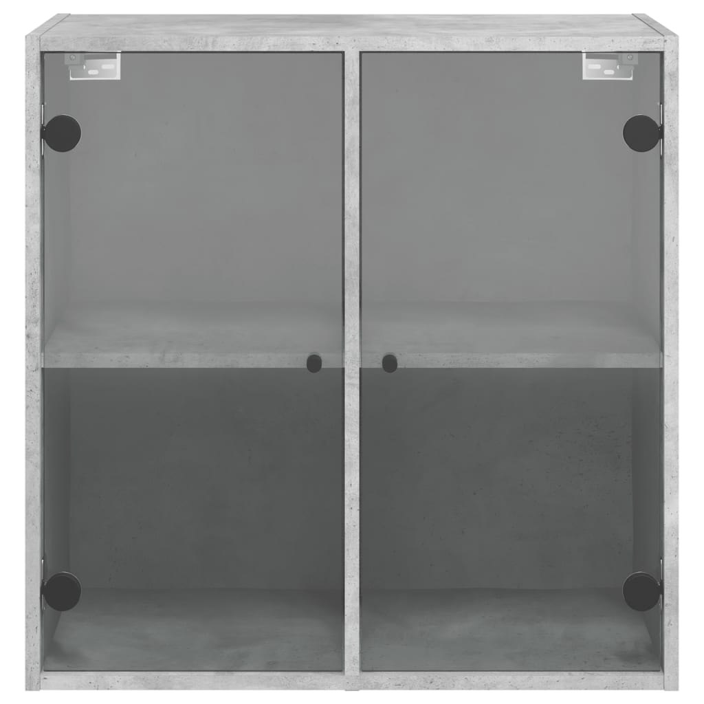 vidaXL Wall Cabinet with Glass Doors Concrete Grey 68x37x68.5 cm