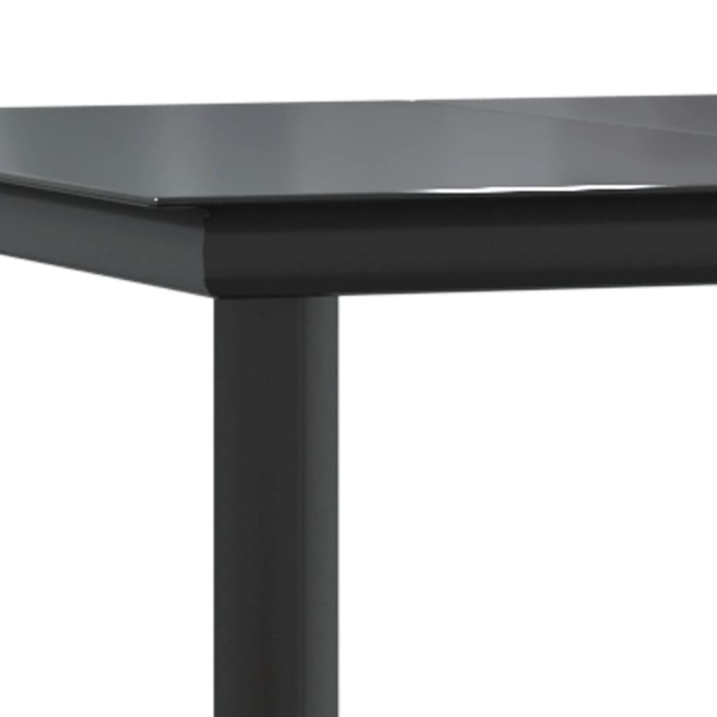 vidaXL Garden Dining Table Black 160x80x74cm Steel and Tempered Glass