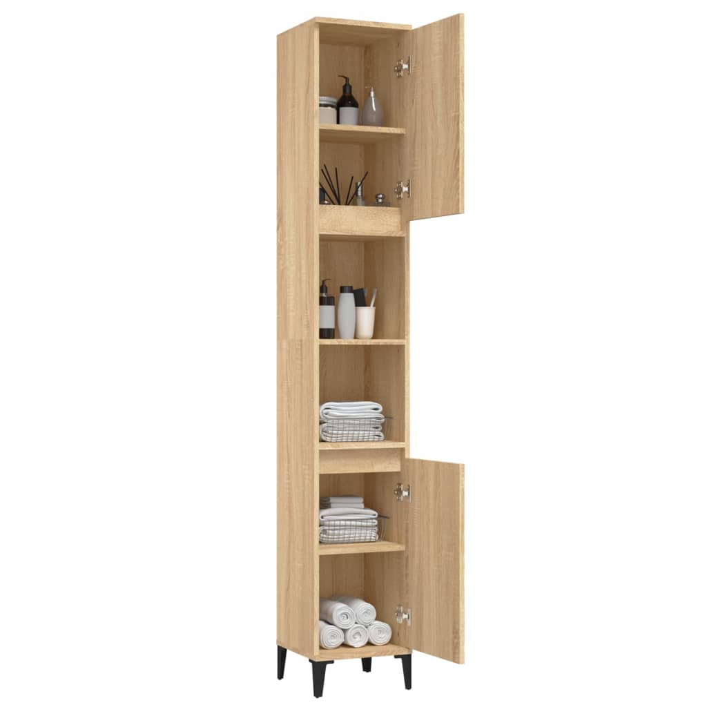 vidaXL Bathroom Cabinet Sonoma Oak 30x30x190 cm Engineered Wood