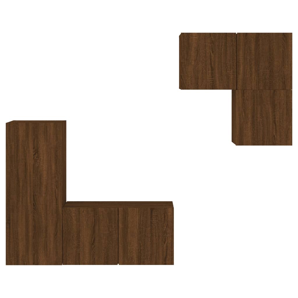 vidaXL 4 Piece TV Wall Units Brown Oak Engineered Wood
