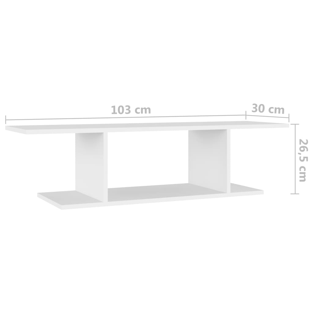 vidaXL Wall Mounted TV Cabinet White 103x30x26.5 cm
