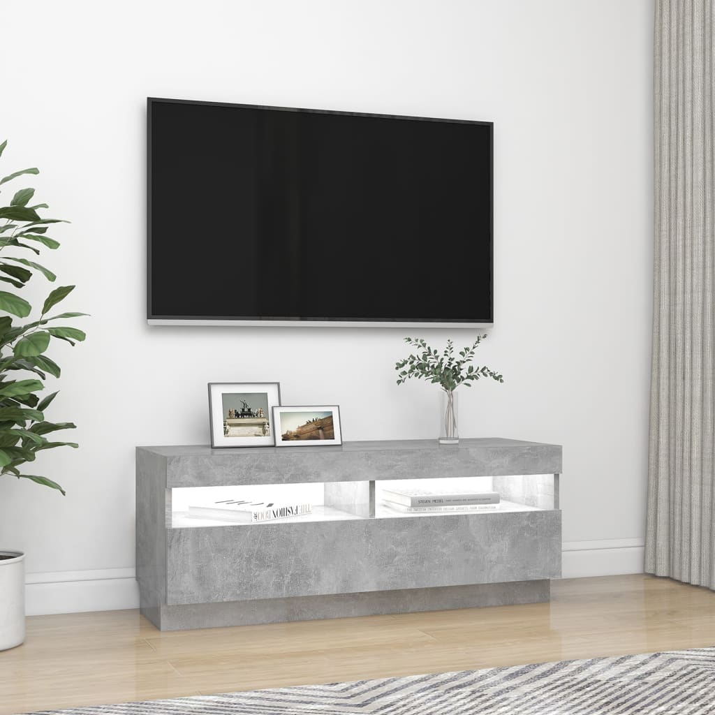 vidaXL TV Cabinet with LED Lights Concrete Grey 100x35x40 cm