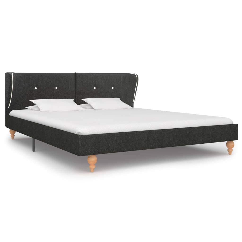 vidaXL Bed Frame Dark Grey Burlap 150x200 cm 5FT King Size