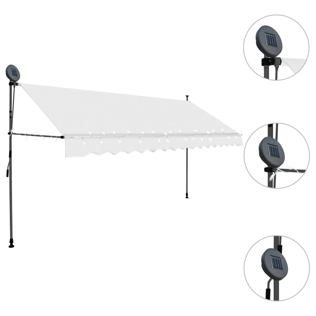 vidaXL Manual Retractable Awning with LED 350 cm Cream