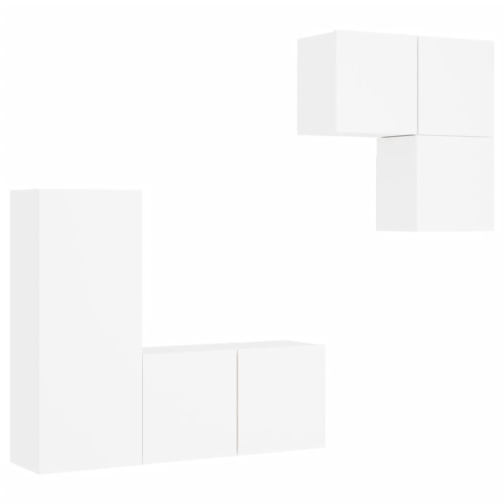 vidaXL 4 Piece TV Wall Units White Engineered Wood