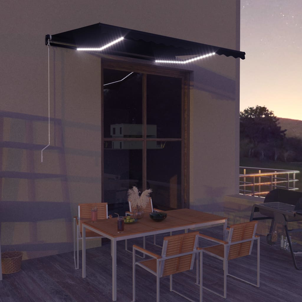 vidaXL Retractable Awning with Wind Sensor & LED 350x250 cm Anthracite