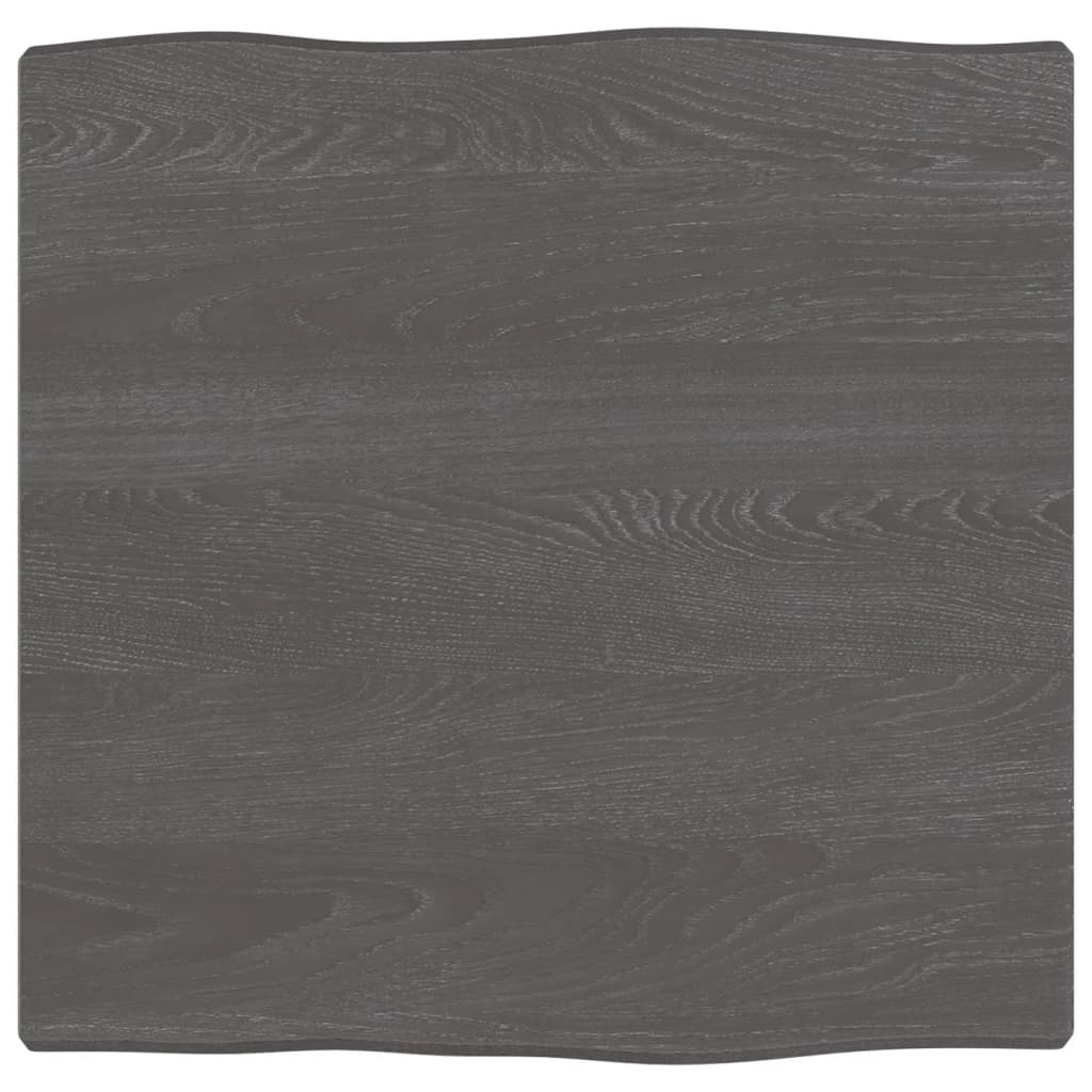 vidaXL Table Top Dark Brown 40x40x2 cm Treated Solid Wood Oak Live Edge