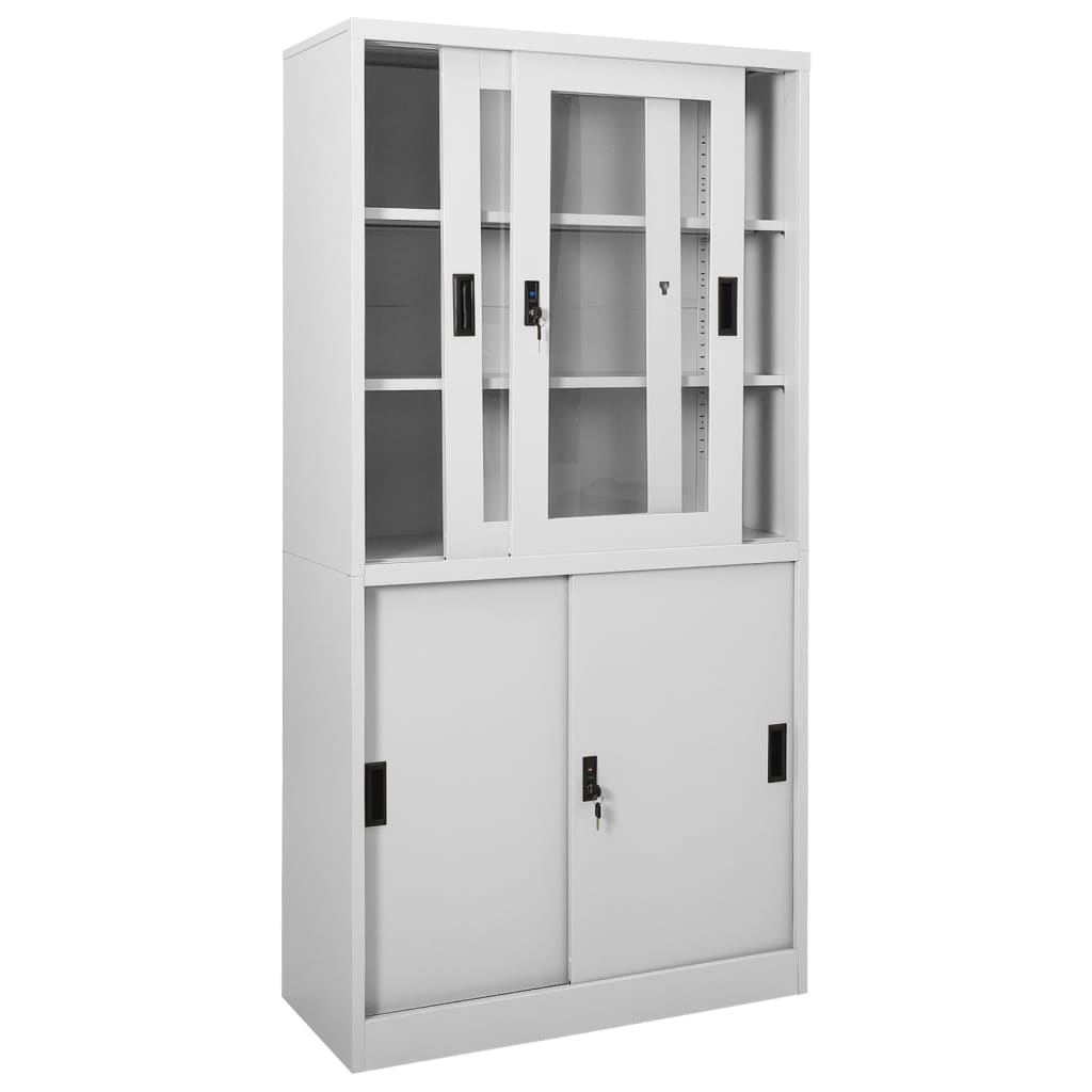 vidaXL Office Cabinet with Sliding Door Light Grey 90x40x180 cm Steel