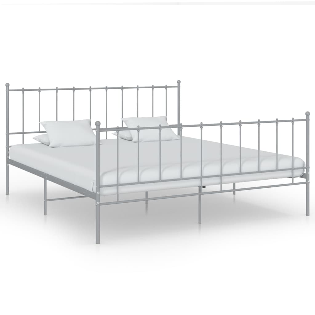 vidaXL Bed Frame Grey Metal 160x200 cm
