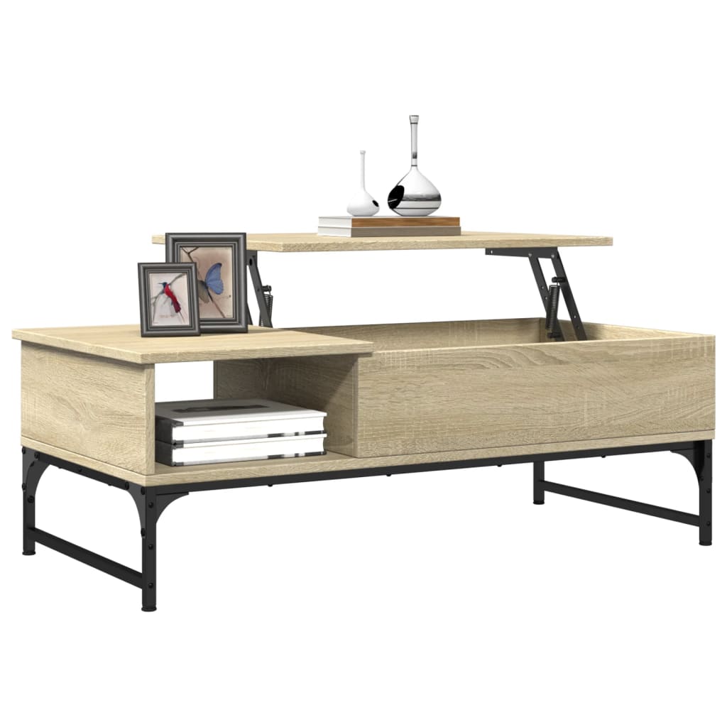 vidaXL Coffee Table Sonoma Oak 100x50x35 cm Engineered Wood and Metal