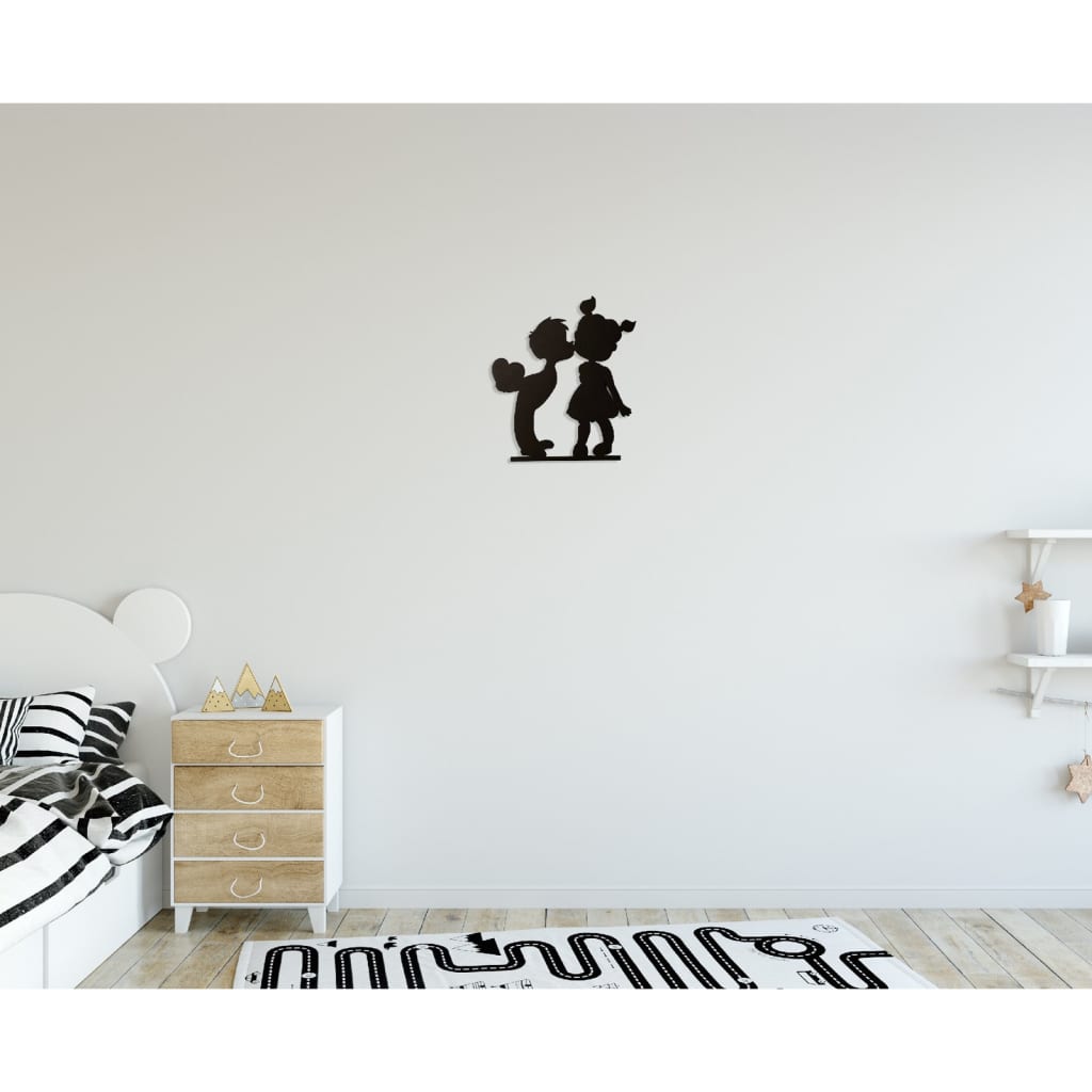 Homemania Wall Decoration Kiss 45x50 cm Steel Black