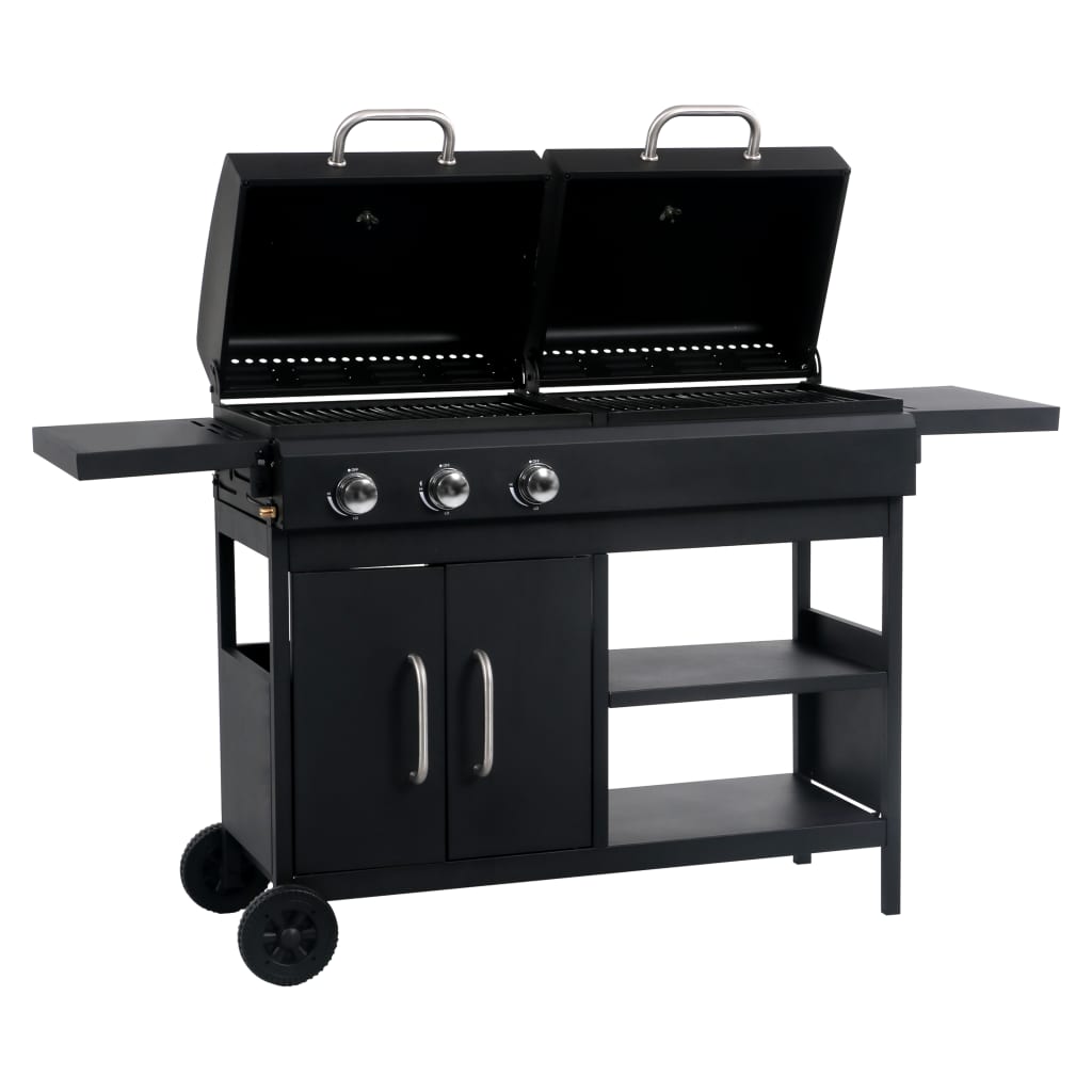 vidaXL Gas Charcoal Combo Grill with 3 Burners