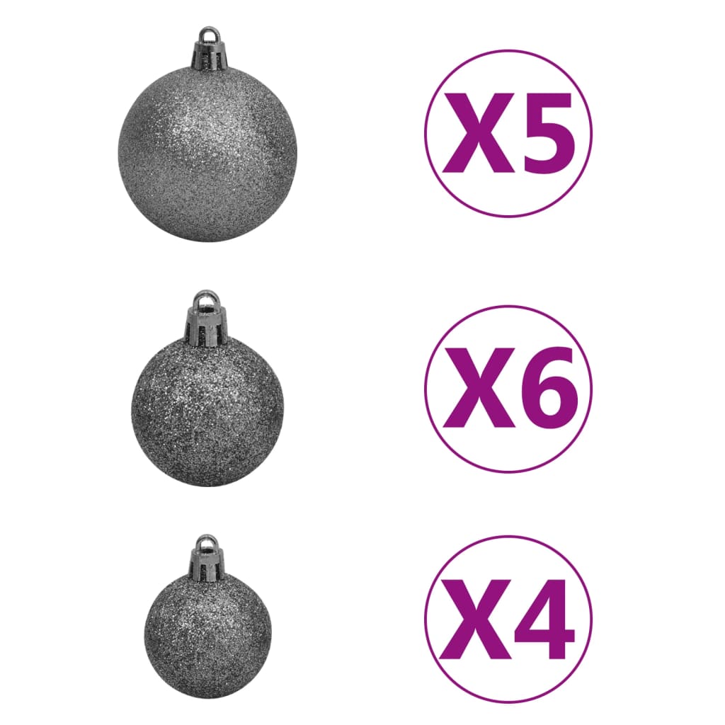 vidaXL Artificial Pre-lit Christmas Tree with Ball Set Silver 120 cm PET