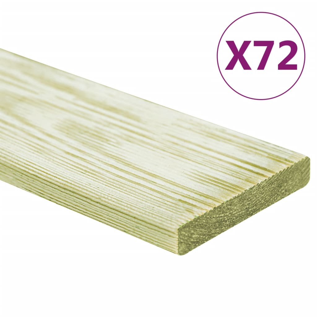 vidaXL Decking Boards 72 pcs 8.64 m² 1m Impregnated Solid Wood Pine
