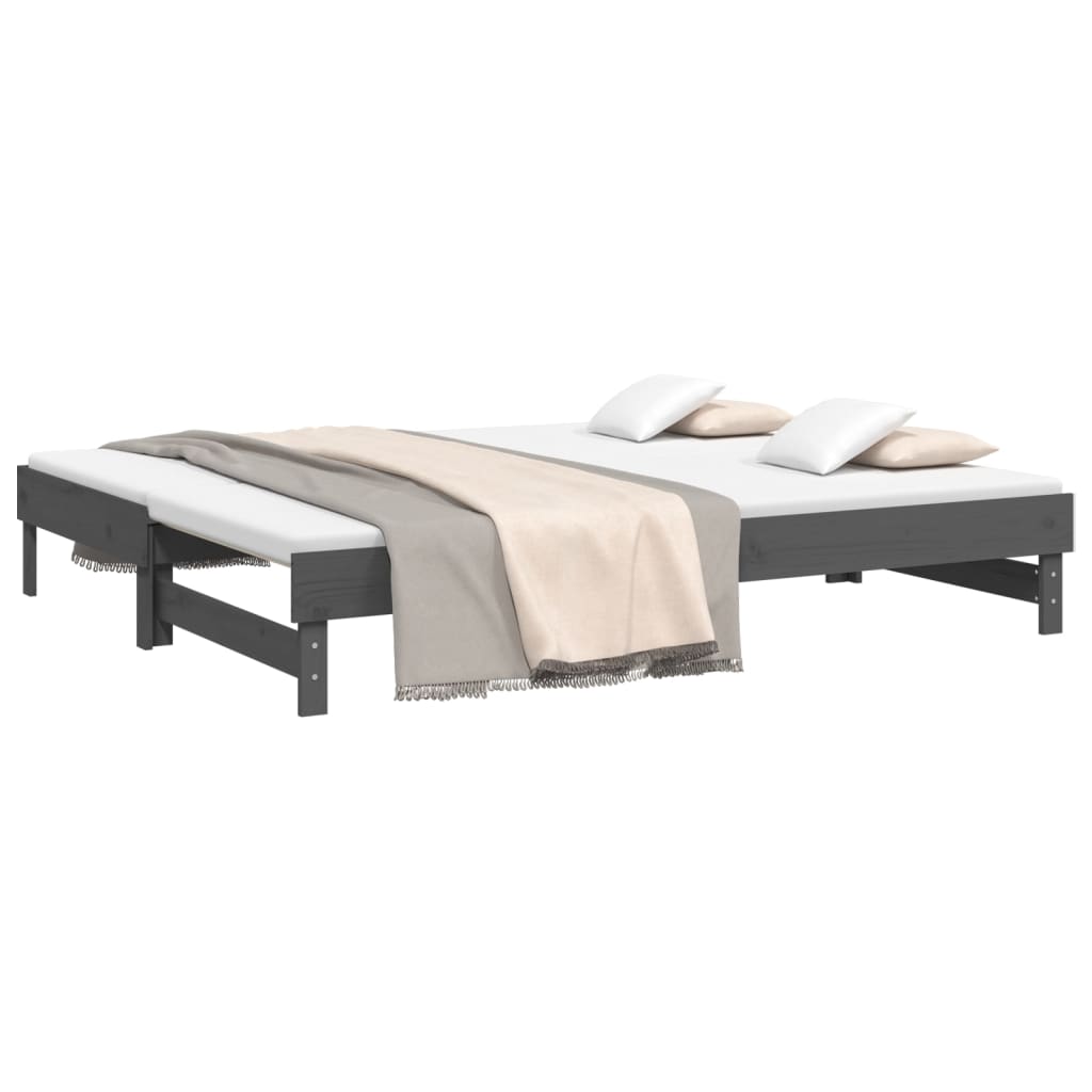 vidaXL Pull-out Day Bed Grey 2x(100x200) cm Solid Wood Pine