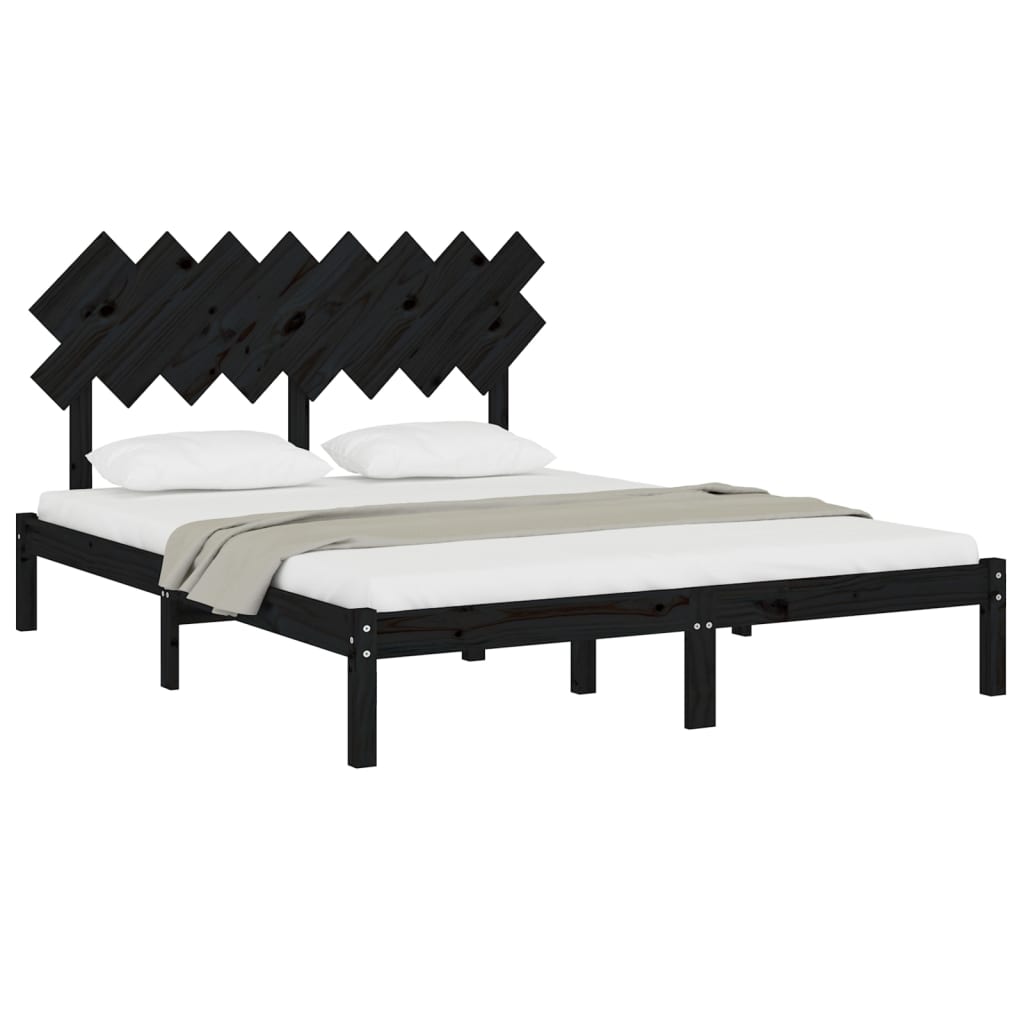 vidaXL Bed Frame Black 160x200 cm Solid Wood