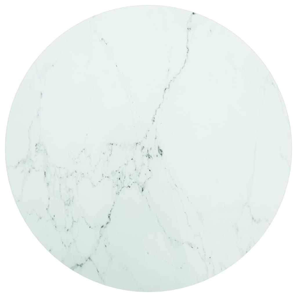 vidaXL Table Top White ?60x0.8 cm Tempered Glass with Marble Design