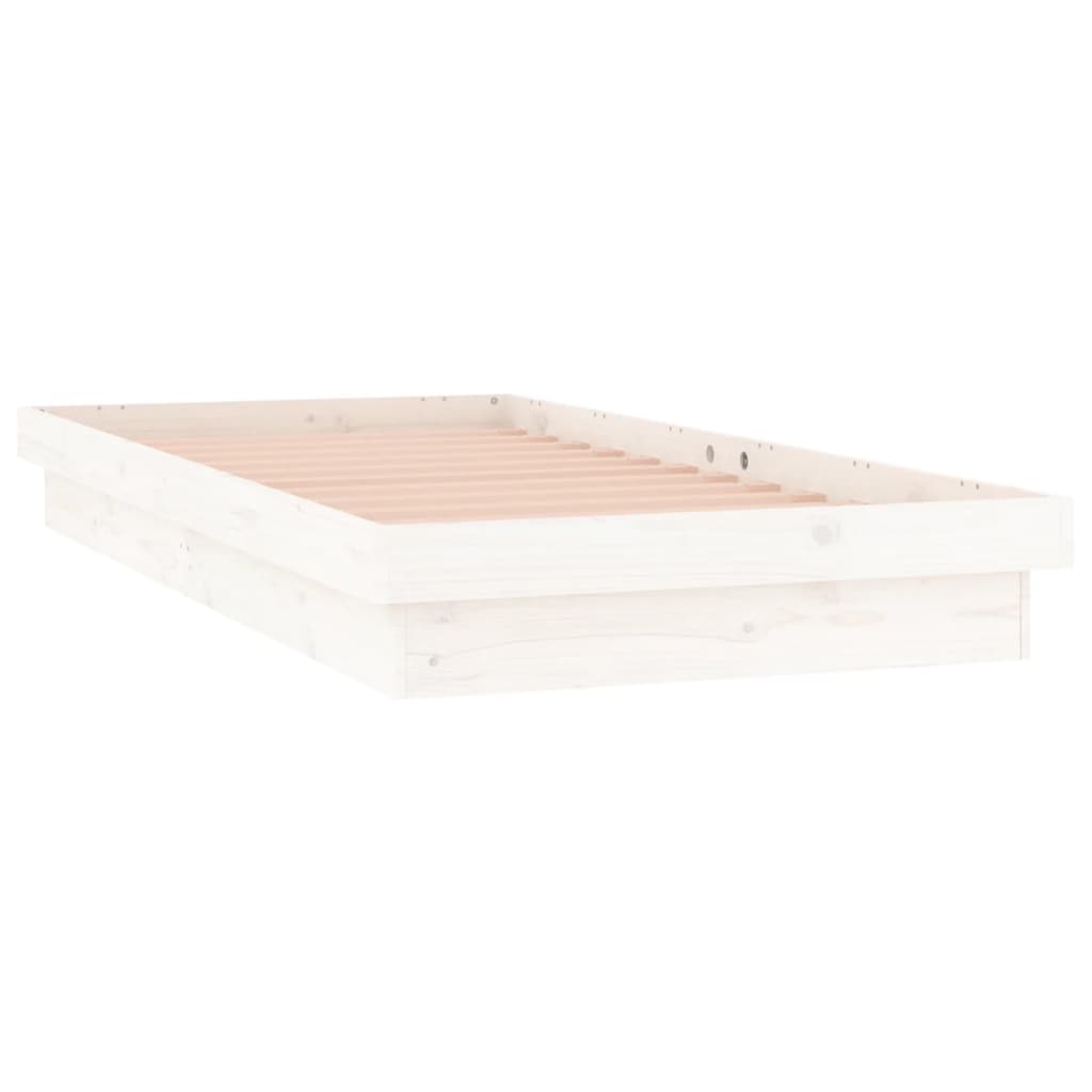 vidaXL LED Bed Frame White 75x190 cm Small Single Solid Wood