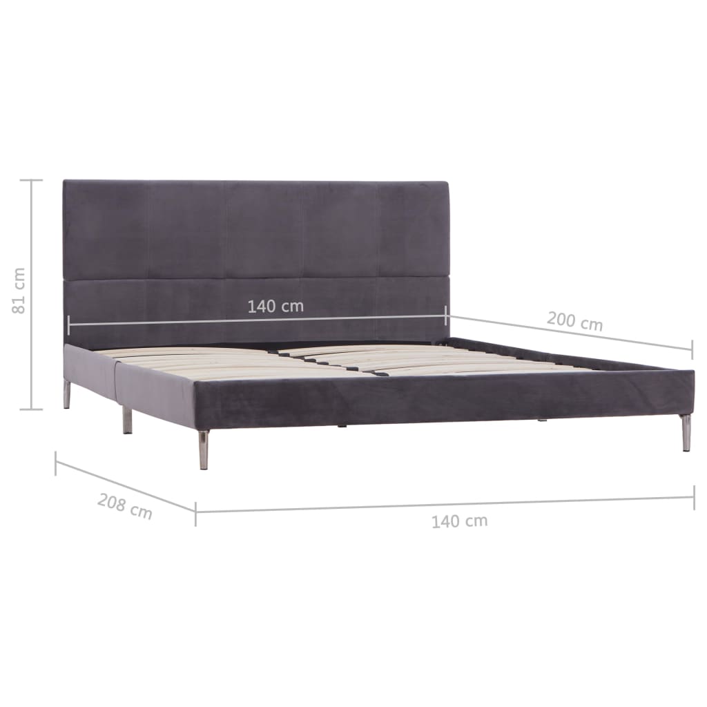 vidaXL Bed Frame Grey Fabric 140x200 cm