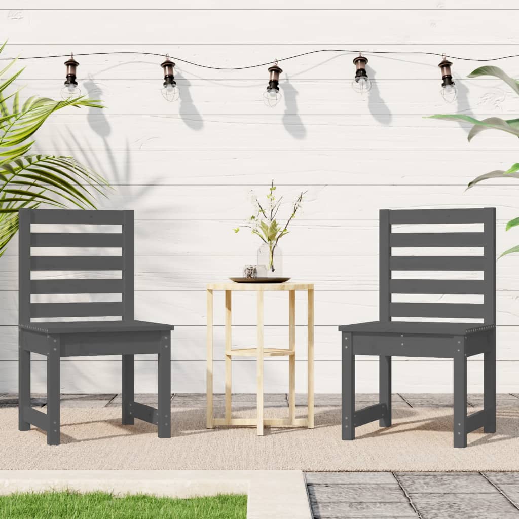 vidaXL Garden Chairs 2 pcs Grey 40.5x48x91.5 cm Solid Wood Pine