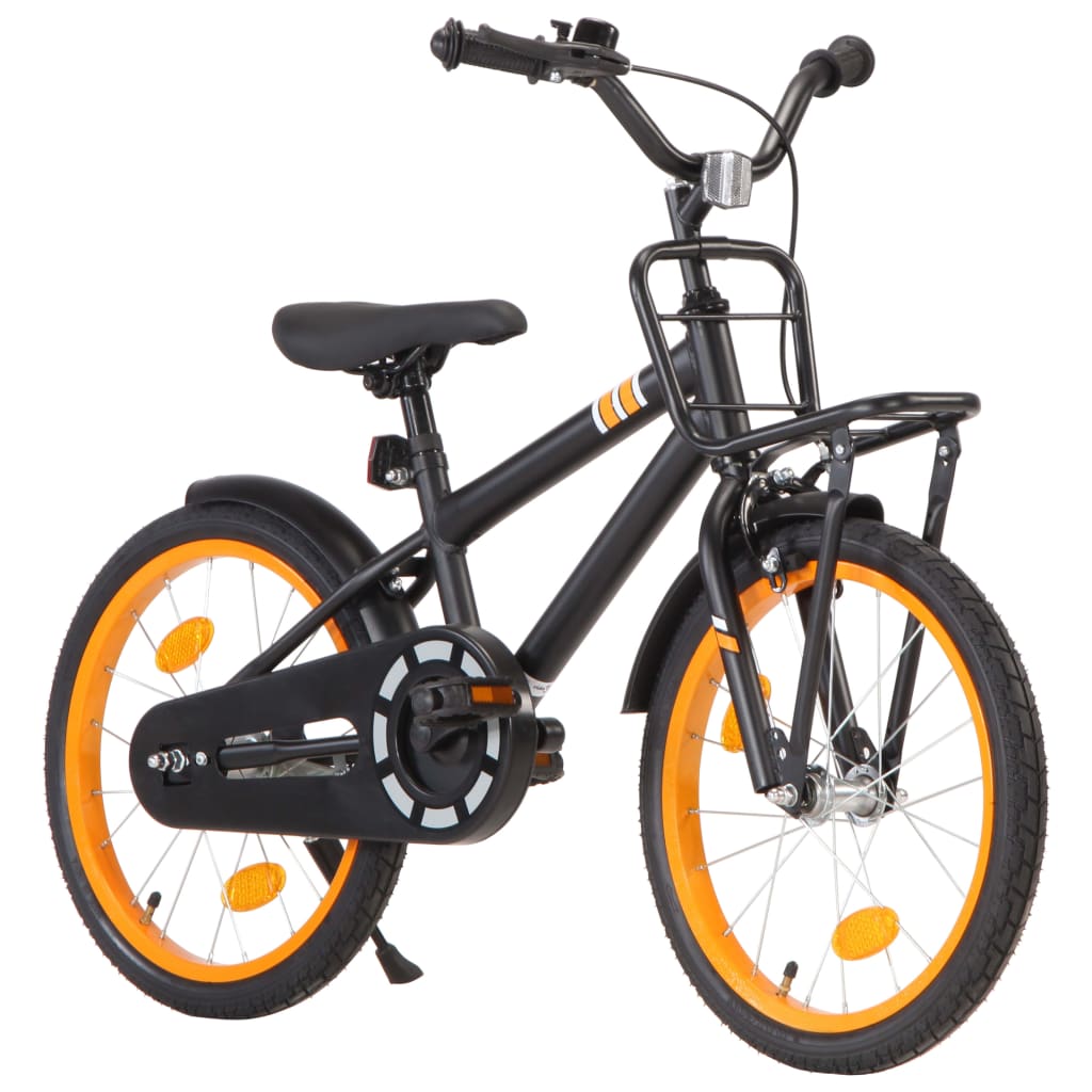 vidaXL Kids Bike with Front Carrier 18 inch Black and Orange