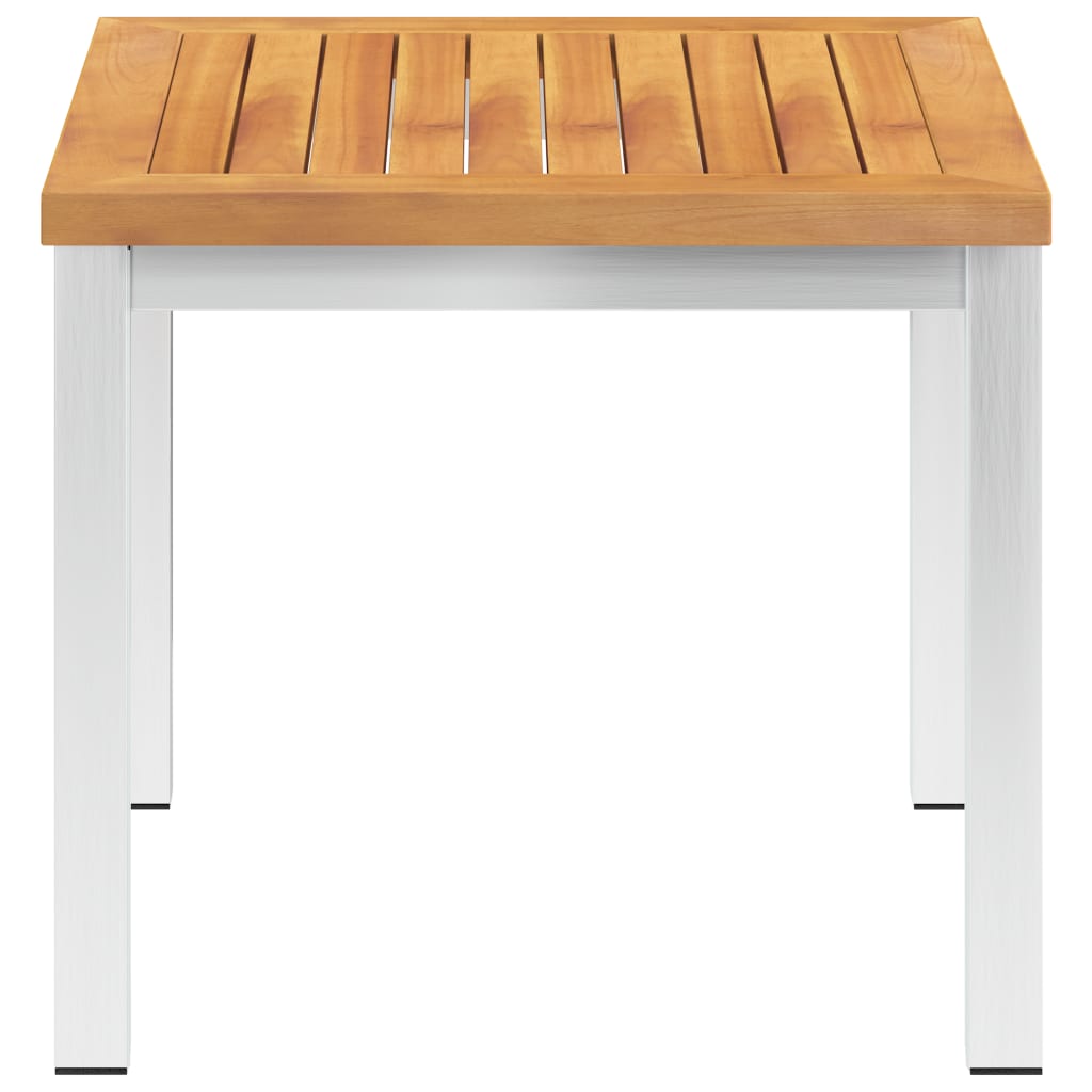 vidaXL Garden Side Table 45x45x38 cm Solid Acacia Wood and Stainless Steel