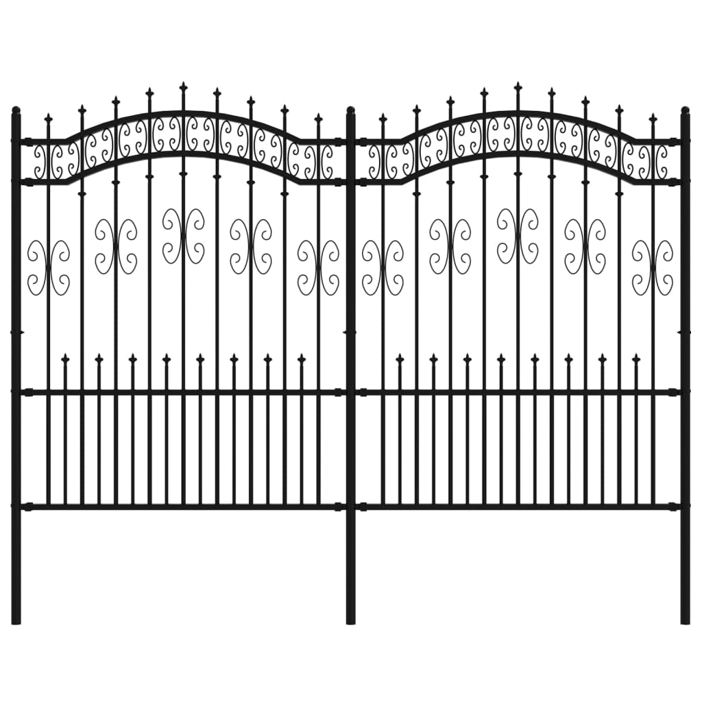 vidaXL Garden Fence with Spear Top Black 190 cm Powder-coated Steel