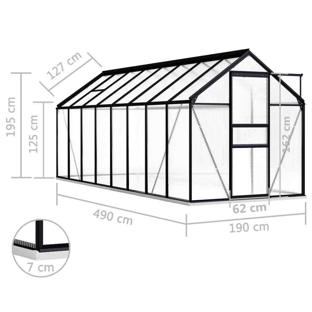 vidaXL Greenhouse with Base Frame Anthracite Aluminium 9.31 m²