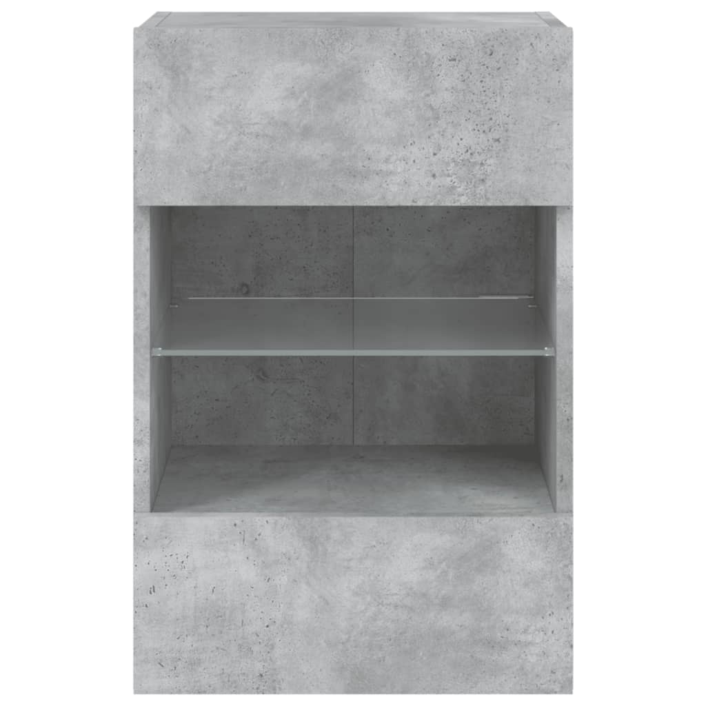 vidaXL TV Wall Cabinet with LED Lights Concrete Grey 40x30x60.5 cm