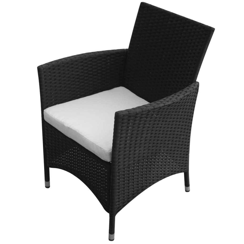 Black Poly Rattan Garden Furniture Set 1 Table 8 Chairs