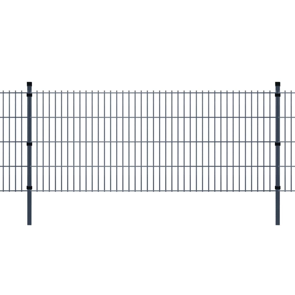 vidaXL 2D Garden Fence Panel & Posts 2008x830 mm 2 m Grey