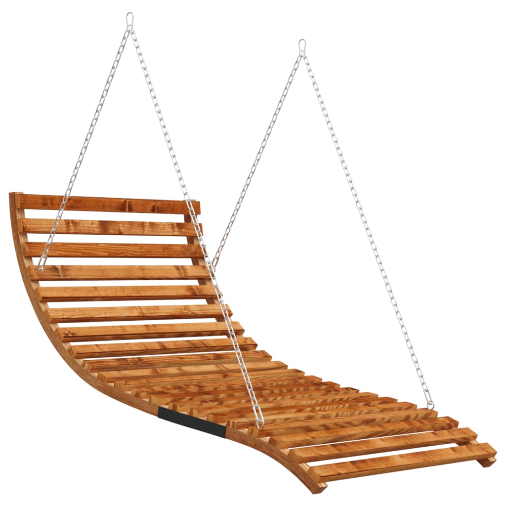 vidaXL Swing Bed with Canopy Solid Wood Spruce with Teak Finish