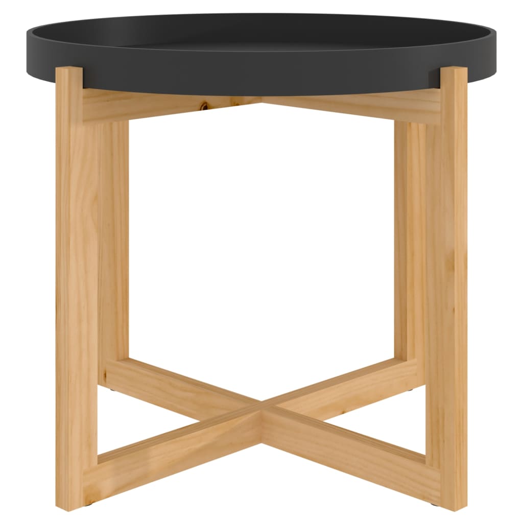 vidaXL Coffee Table Black 53x53x43.5cm Engineered Wood&Solid Wood Pine