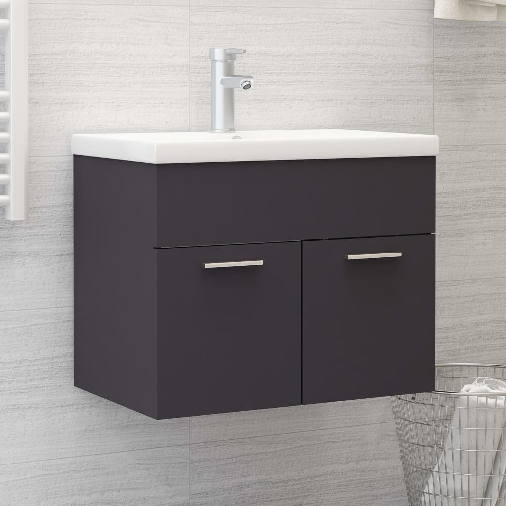 vidaXL Sink Cabinet Grey 60x38.5x46 cm Engineered Wood