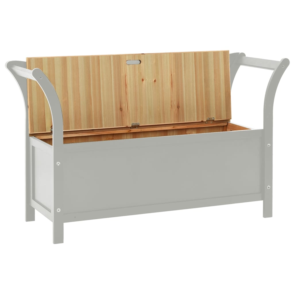 vidaXL Storage Bench 126 cm Grey Solid Fir Wood