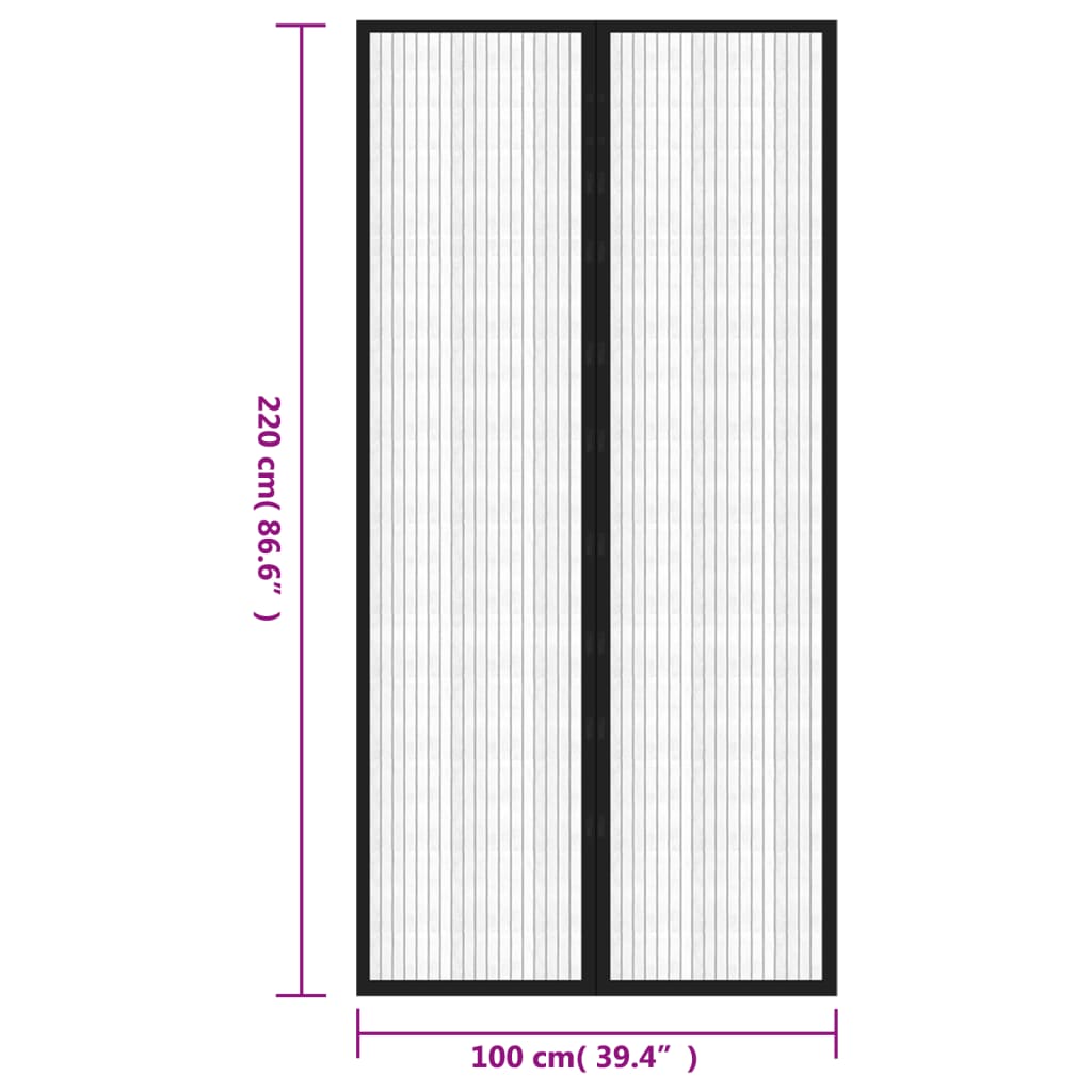 vidaXL Insect Door Curtains 2 pcs with Magnet Blocks Black 220x100 cm
