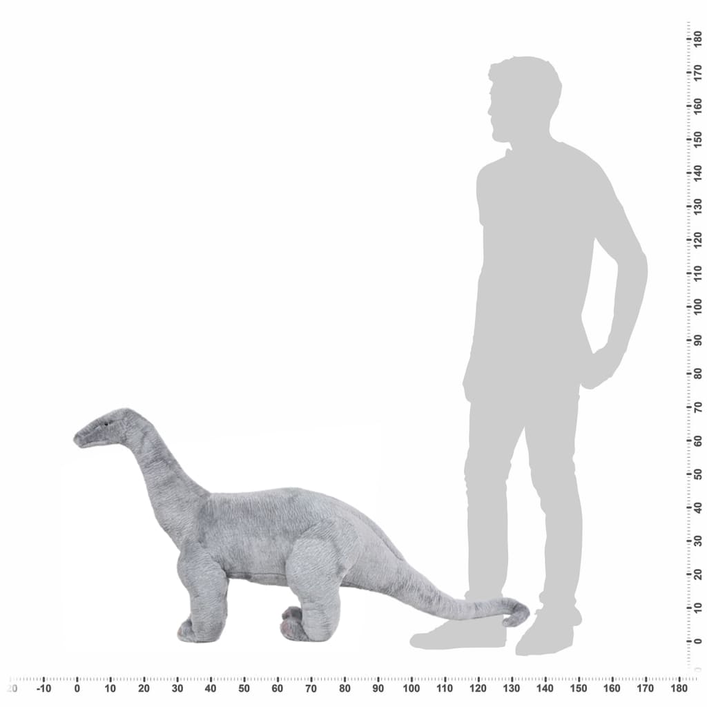 vidaXL Standing Plush Toy Brachiosaurus Dinosaur Grey XXL