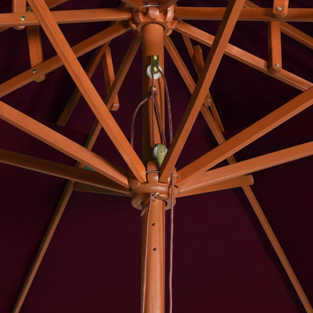 vidaXL Double Decker Parasol with Wooden Pole Bordeaux Red 270 cm
