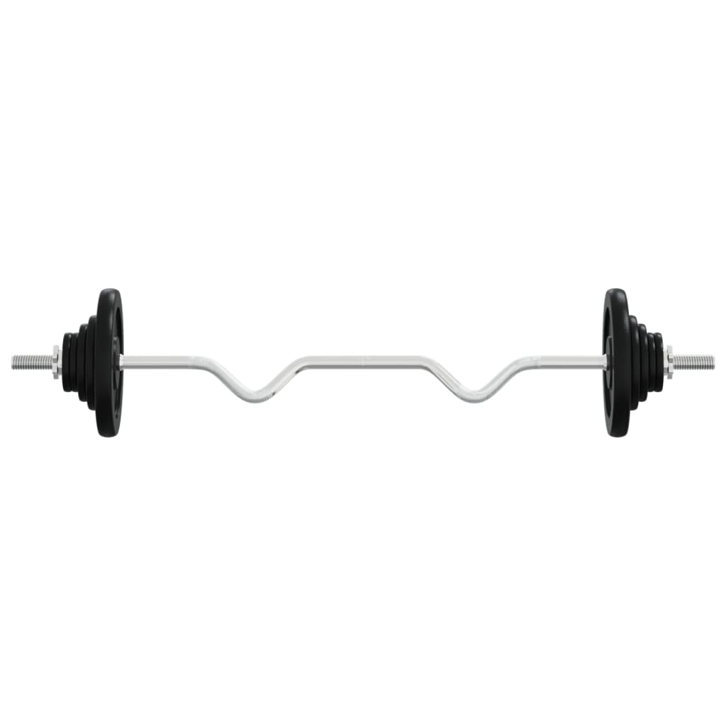vidaXL Barbell with Plates Set 30 kg Cast Iron & Chrome Plated Steel