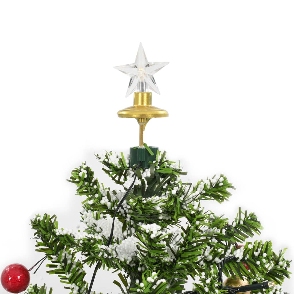 vidaXL Snowing Christmas Tree with Umbrella Base Green 75 cm