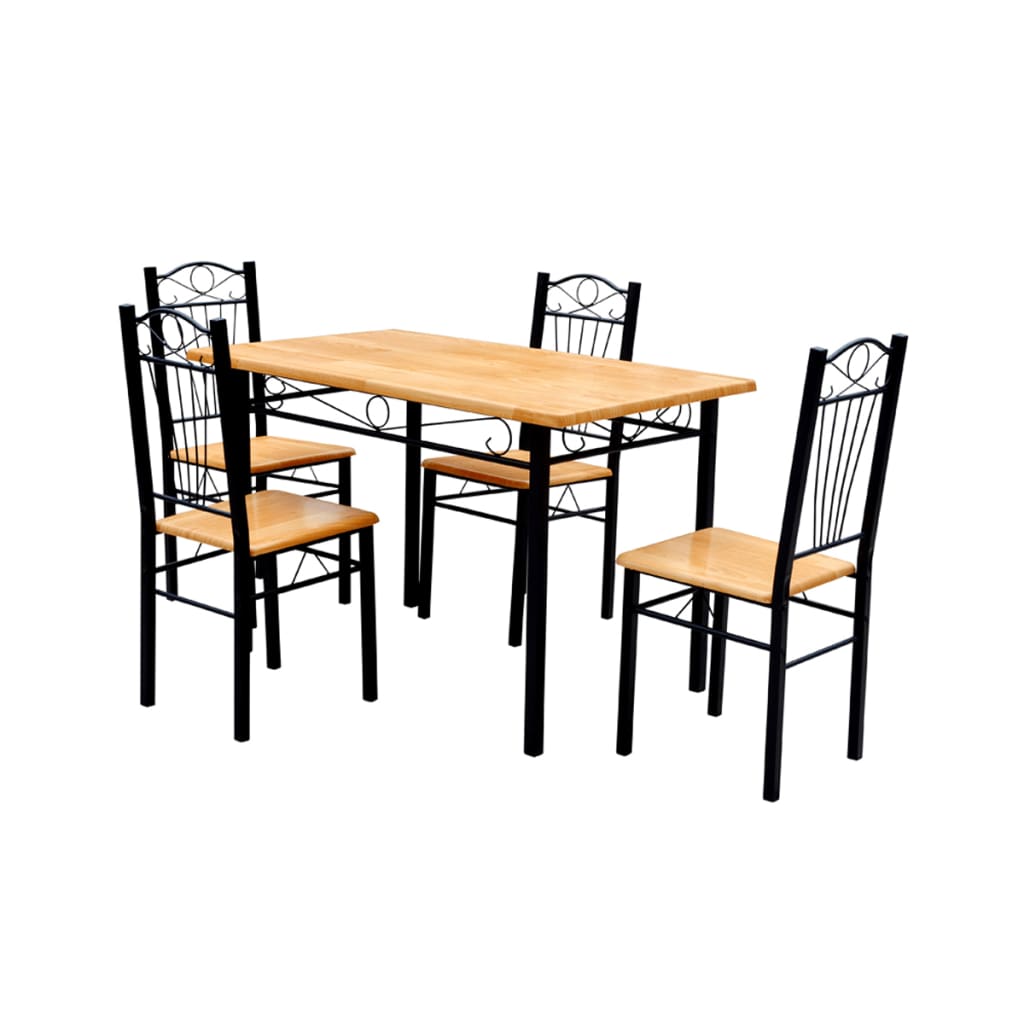 Dining Table and Chairs (Set of 4) Light Brown