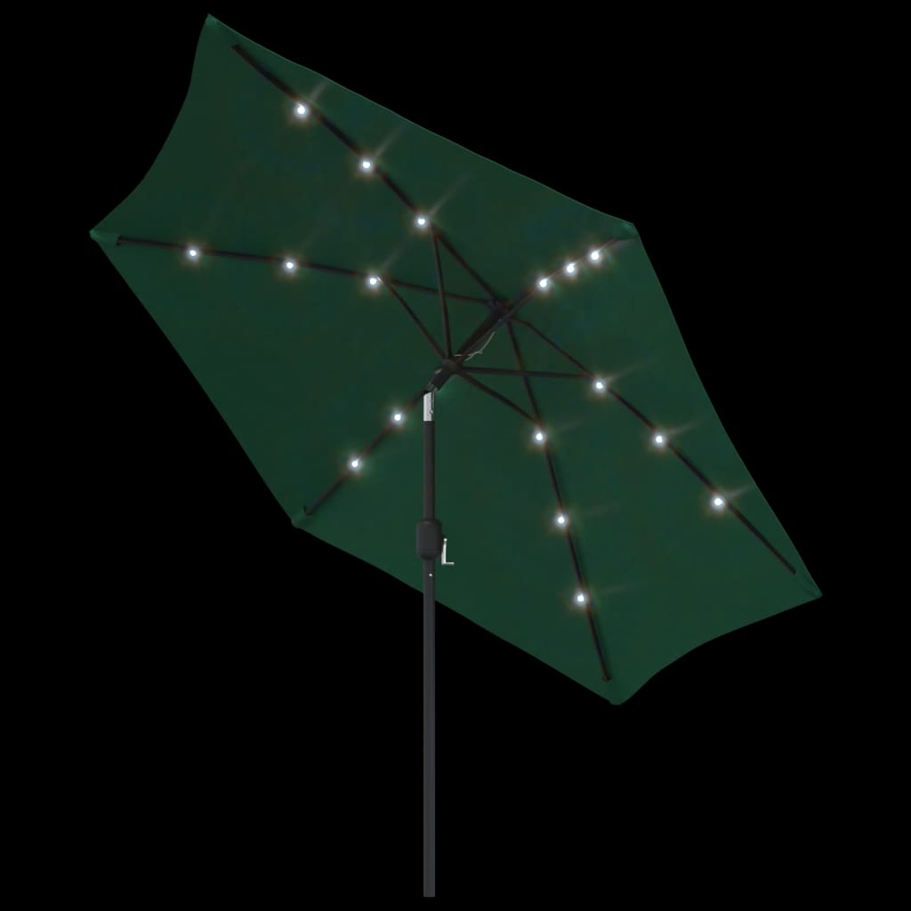 vidaXL LED Cantilever Umbrella 3 m Green
