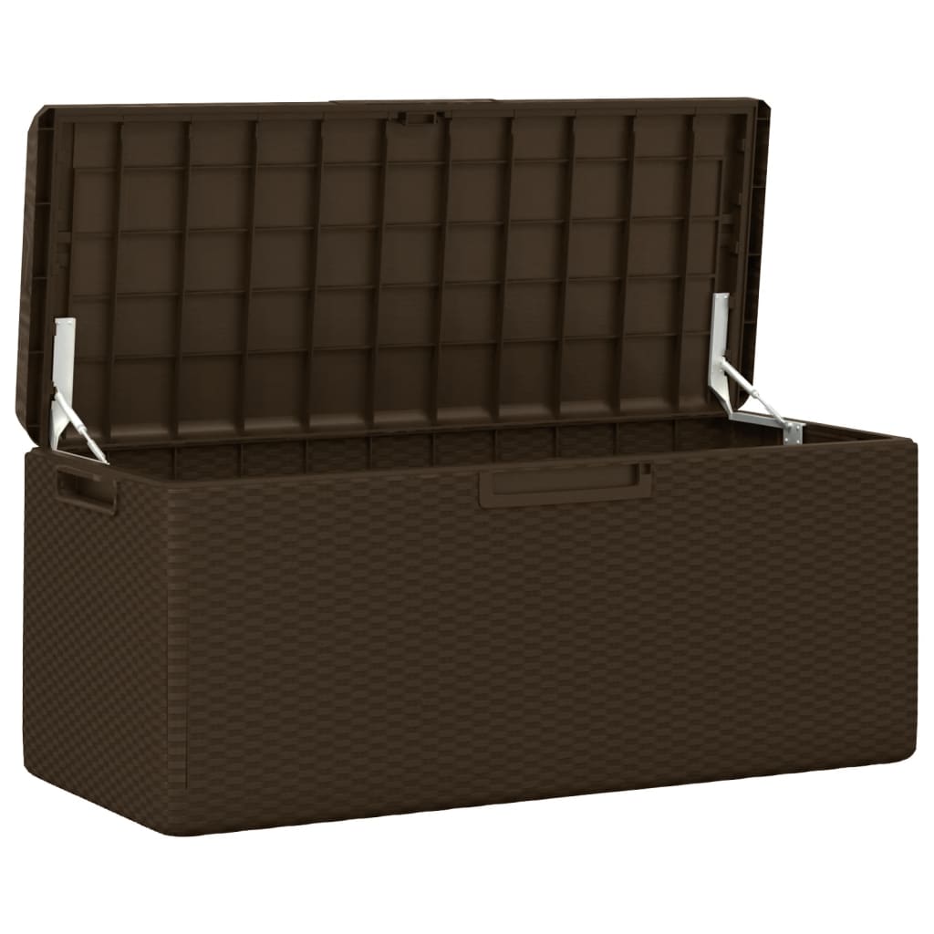vidaXL Garden Storage Box with Seat Cushion Brown 350 L PP