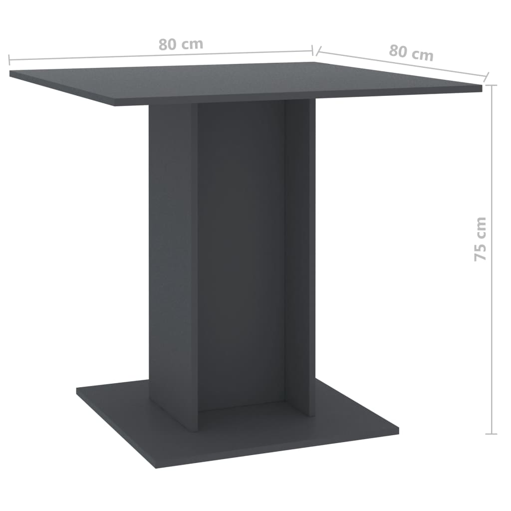 vidaXL Dining Table Grey 80x80x75 cm Engineered Wood