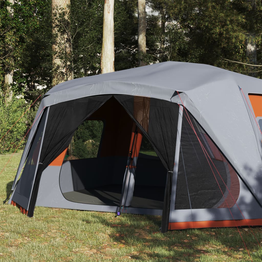 vidaXL Camping Tent 10-Person Grey and Orange Waterproof