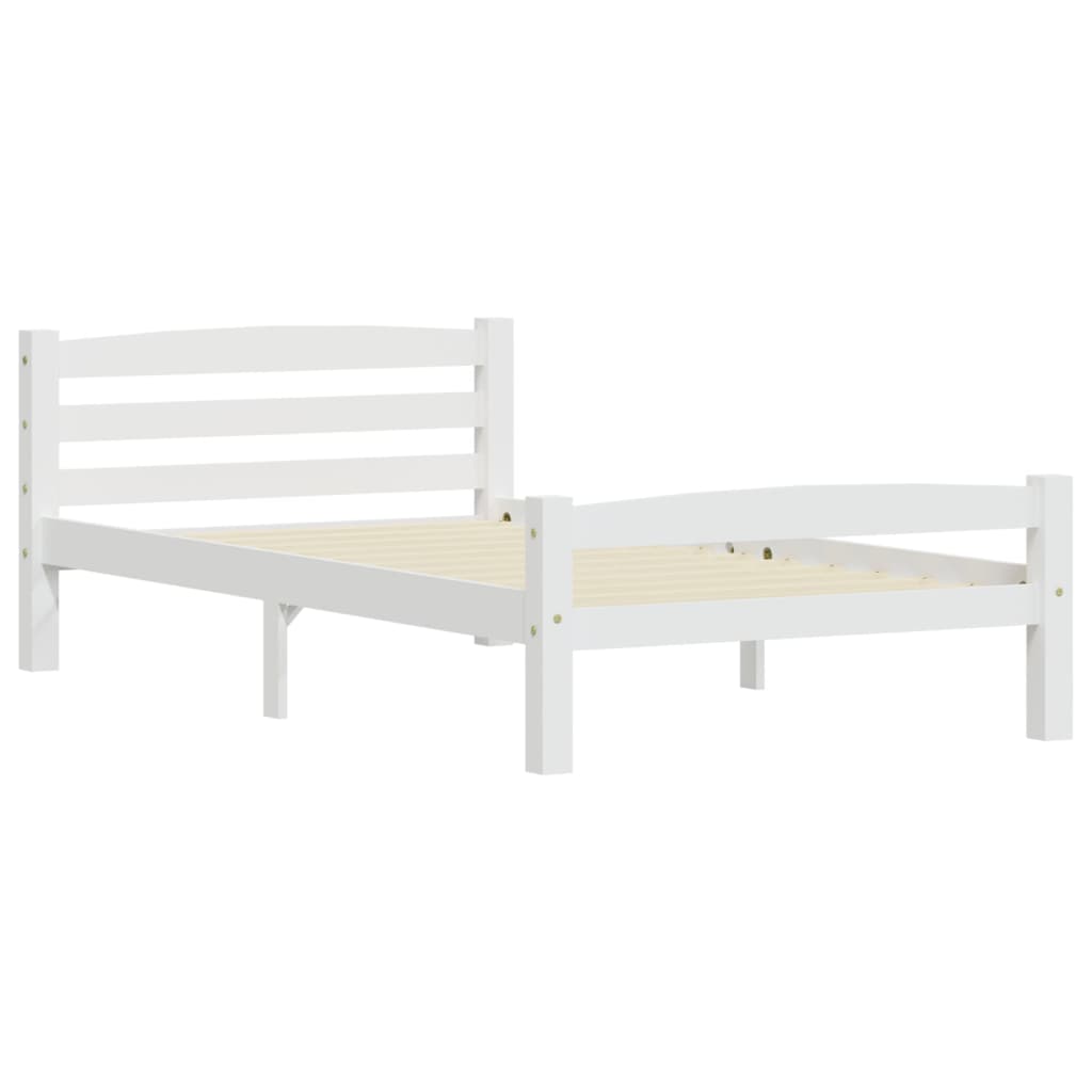 vidaXL Bed Frame White Solid Pinewood 100x200 cm
