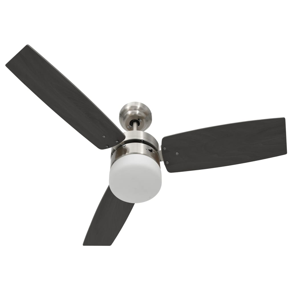 vidaXL Ceiling Fan with Light and Remote Control 108 cm Dark Brown