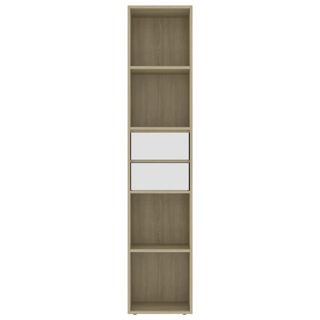 vidaXL Book Cabinet White and Sonoma Oak 36x30x171 cm Chipboard